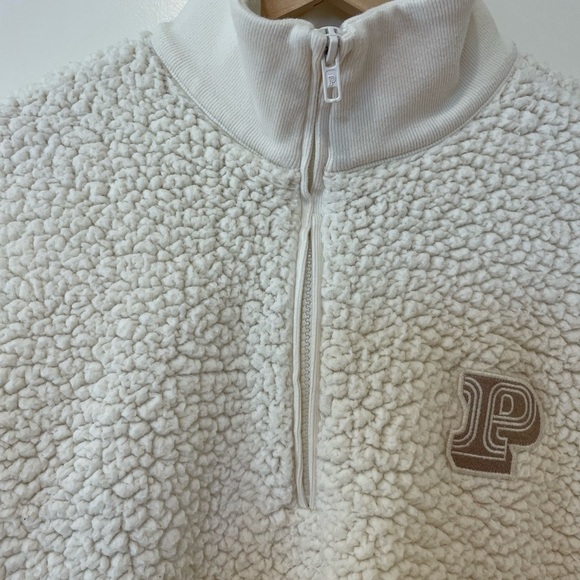 Cream Sherpa Quarter-Zip Pullover Pink Brand - Picture 4 of 13
